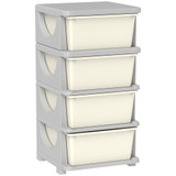 Organizator za igračke s 4 ladice 37 × 37 × 76 cm, krem bijeli
