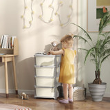 Organizator za igračke s 4 ladice 37 × 37 × 76 cm, krem bijeli