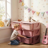 Organizator za igračke s 6 ladica 75 × 37 × 56,5 cm, roza