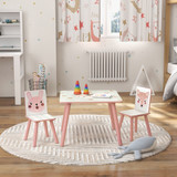 Dječiji stol s 2 stolice od borovine 60 × 60 × 44 cm, roza