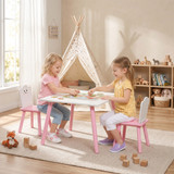 Dječiji stol i 2 stolice 60 × 60 × 44 cm, roza i bijela