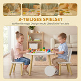 Dječiji stol s 2 stolice i spremnikom 60 × 60 × 44 cm, bijeli