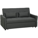 Sofa na razvlačenje dvosjed 3 u 1 s podesivim naslonom, tamnosiva