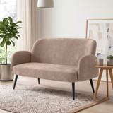 Sofa dvosjed od baršuna s metalnim nogama, smeđa