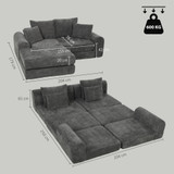 Modularna ugaona sofa na razvlačenje od šenila, tamno siva
