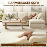 Modularna ugaona sofa L oblika s pomičnim otomanom, šenil, krem
