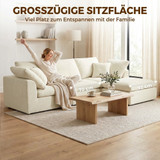 Modularna ugaona sofa L oblika s pomičnim otomanom, šenil, krem
