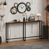 Uski konzolni stol s utičnicama i USB 160 × 20 × 80 cm, smeđi