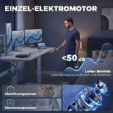 Električni radni stol podesive visine, LCD displej, 140 × 70 cm, bijeli
