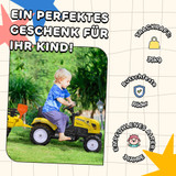 Dječiji traktor na pedale s prikolicom i alatom, žuto-crni