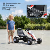 Dječiji go-kart na pedale s podesivim sjedištem i ručnom kočnicom, bijeli