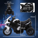 Dječiji električni motocikl na tri točka sa svjetlima i muzikom, crni