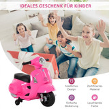 Dječiji električni motor 6 V s pomoćnim točkićima, svjetlom i trubom, roze