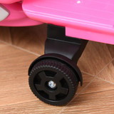 Dječiji električni motor 6 V s pomoćnim točkićima, svjetlom i trubom, roze