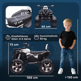 Dječiji električni quad 12 V s LED farom i MP3 playerom, bijeli