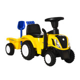 Dječiji traktor guralica s prikolicom i trubom, žuti