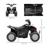 Dječiji električni quad s LED farom i trubom, za uzrast 1,5–3 godine, crni