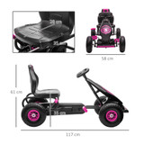 Dječiji gokart na pedale, podesivo sjedište, roza i crna