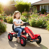 Dječiji gokart na pedale s ručnom kočnicom i podesivim sjedištem, crveni