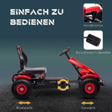 Dječiji gokart na pedale s ručnom kočnicom i podesivim sjedištem, crveni