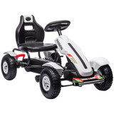 Dječiji gokart na pedale s ručnom kočnicom i podesivim sjedištem, bijeli