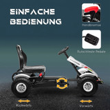 Dječiji gokart na pedale s ručnom kočnicom i podesivim sjedištem, bijeli