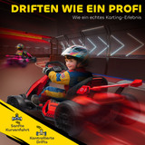 Dječiji električni go-kart s hupom i muzikom, do 12 km/h, crveno-crni