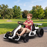 Dječiji električni go-kart s drift funkcijom, do 12 km/h, bijelo-crni