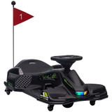 Dječiji električni go-kart s drift funkcijom, svjetlima i muzikom, crni