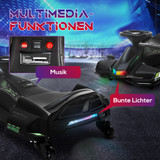 Dječiji električni go-kart s drift funkcijom, svjetlima i muzikom, crni