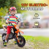 Dječiji električni motor 12 V s pomoćnim točkićima i muzikom, narandžasti