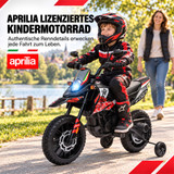 Dječiji električni motocikl 12 V s dva motora i pomoćnim točkićima, crveni