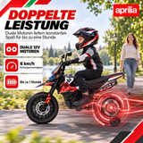 Dječiji električni motocikl 12 V s dva motora i pomoćnim točkićima, crveni