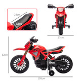 Dječiji električni motocikl s pomoćnim točkićima, 3–8 godina, crveni