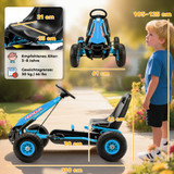 Dječiji gokart na pedale s podesivim sjedištem i EVA točkovima, plavi