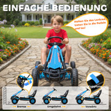 Dječiji gokart na pedale s podesivim sjedištem i EVA točkovima, plavi