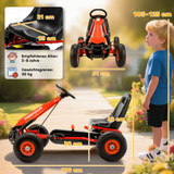 Dječiji gokart na pedale s podesivim sjedištem i EVA točkovima, crveni