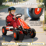 Dječiji gokart na pedale s podesivim sjedištem i EVA točkovima, crveni