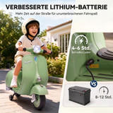 Dječiji električni motocikl 6 V s pomoćnim točkićima i svjetlom, zeleni