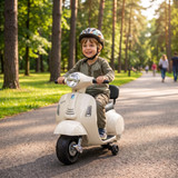 Dječiji električni motocikl s pomoćnim točkovima, bijeli