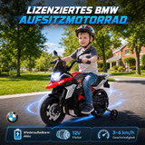 Dječiji električni motor s pomoćnim točkovima i LED farom, crveni