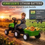 Dječiji električni traktor s odvojivom prikolicom, zeleni
