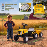 Dječiji električni traktor s prikolicom, žuti