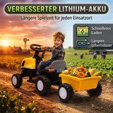 Dječiji električni traktor s prikolicom, žuti
