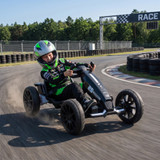 Dječiji električni go-kart 12V s 2 motora i podesivim sjedištem, crni