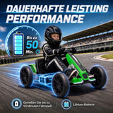 Dječiji električni go-kart 12V s 2 motora i LED farovima, zeleni