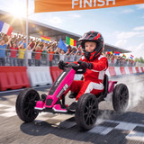 Dječiji električni go-kart 12V s 2 motora i LED farovima, roza