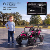 Dječiji električni auto UTV s 2 sjedišta i daljinskim upravljačem, roza