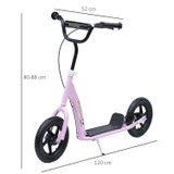 Dječiji romobil s ručnom kočnicom i osloncem, točkići 12 inča, roze