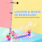 Dječiji romobil na sklapanje s LED točkićima i muzikom, roze